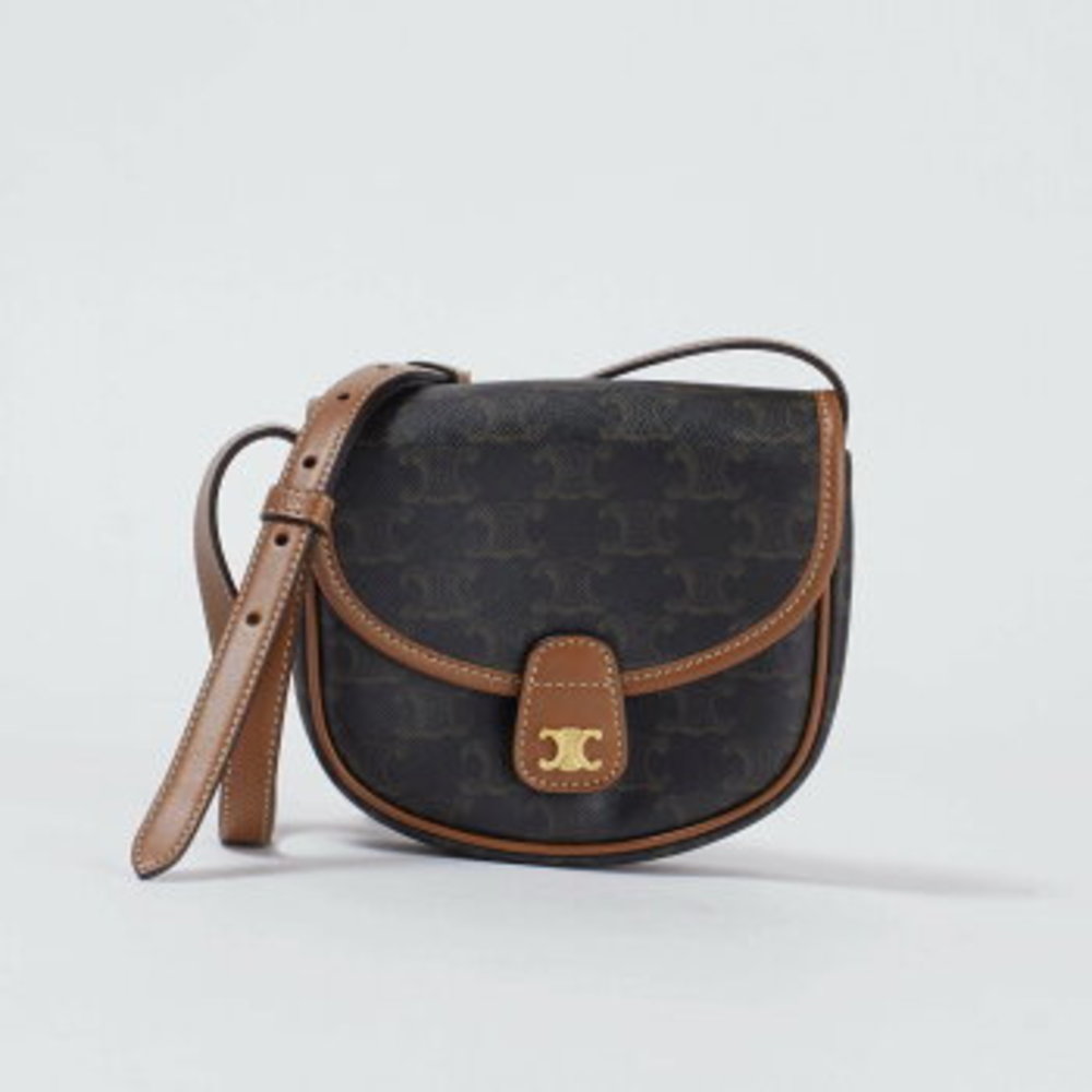 Celine Bouzas Claire Triomphe Canvas Calfskin Shoulder Bag - Picture 13 of 13